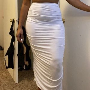 ruched maxi skirt